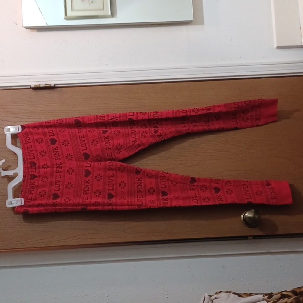 PINK Victoria’s Secret Thermal Red & Black Pajama Pants Size S